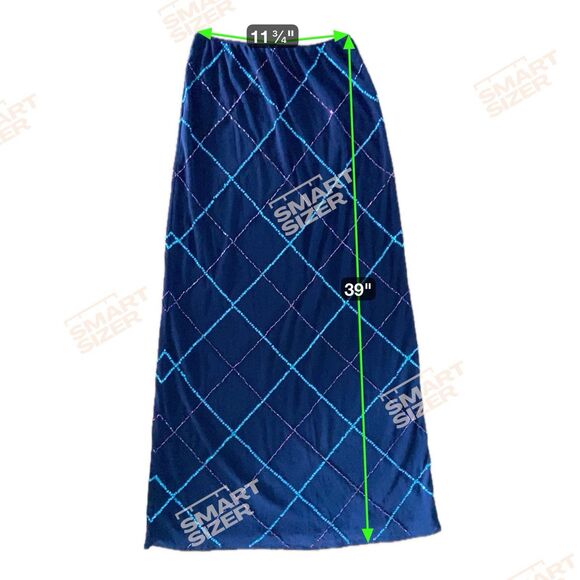 Vintage Vivienne Tam Beaded Mesh Maxi Skirt Size 2 Blue Y2K Glam Statement Party - Picture 4 of 12